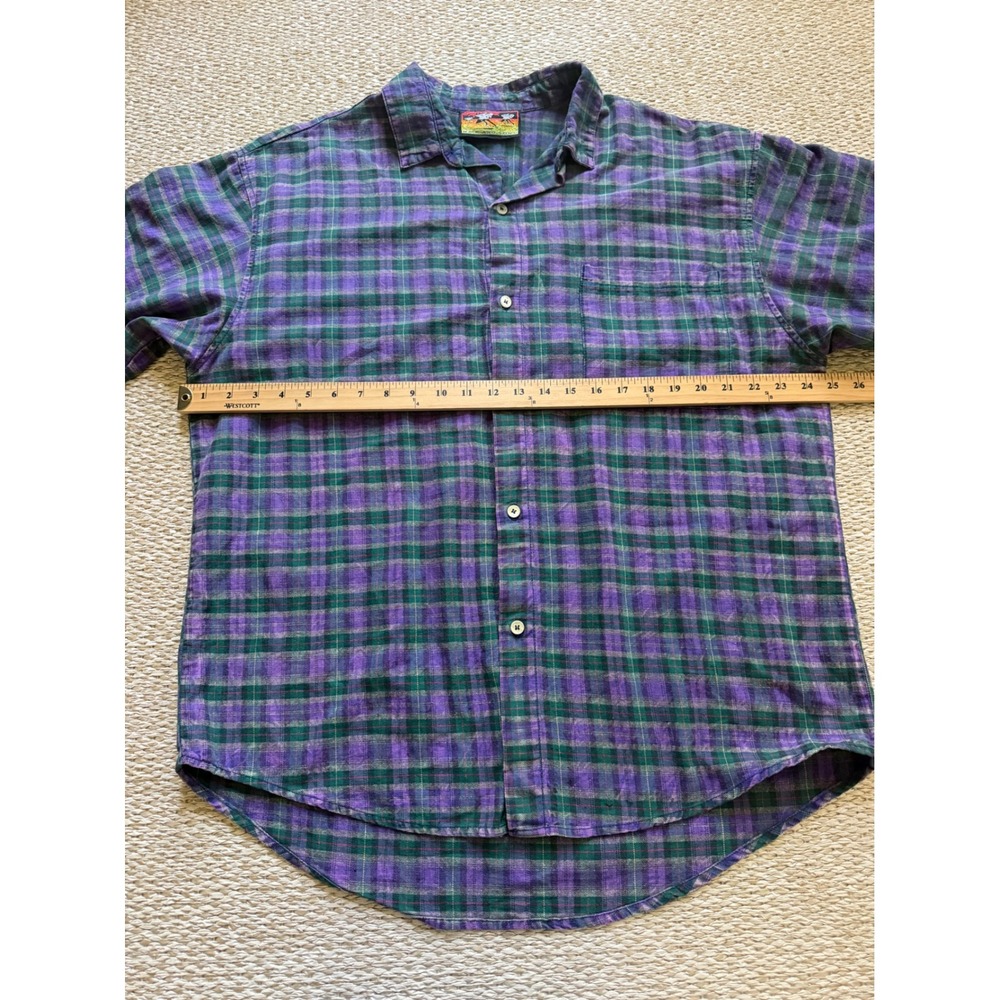 Maui‎ and Sons grunge surfer vintage Plaid Short Sleeve Button Down Shirt Large - Picture 7 of 8